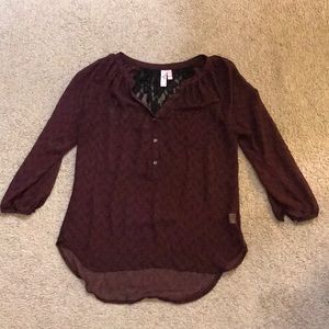 Maroon and black blouse